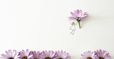 Conceptual girl picking flower