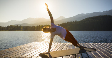 Yoga on lake