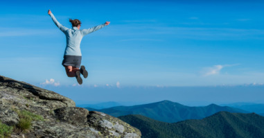 Ridge line inspires a leap of joy