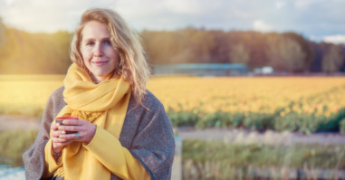 Serene woman in the countryside