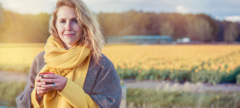 Serene woman in the countryside