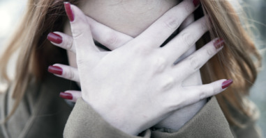Woman covering her eyes-Scared woman