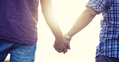 Gay couple enjoying summer