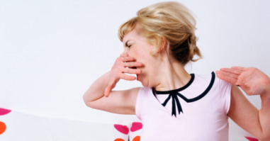 Woman yawning