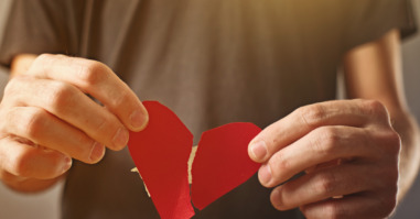 Broken hearted. Valentines day concept.