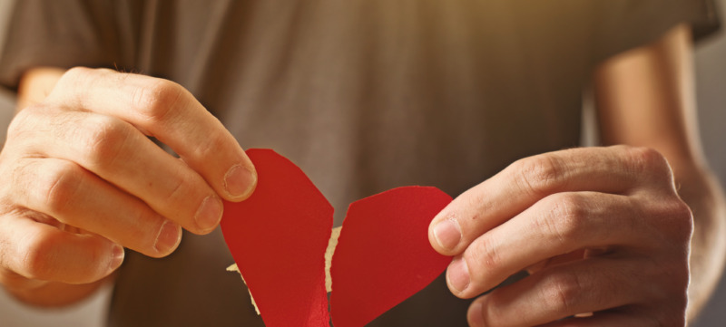 Broken hearted. Valentines day concept.