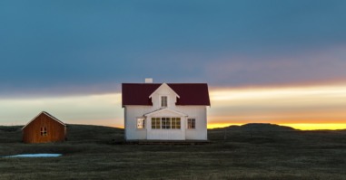 Norwegian Beautiful House Lit By The Midnight Sun