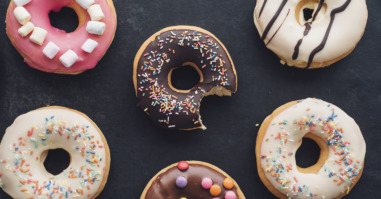 Colorful doughnuts with different icings