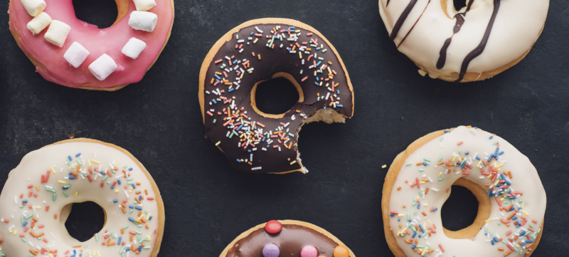 Colorful doughnuts with different icings