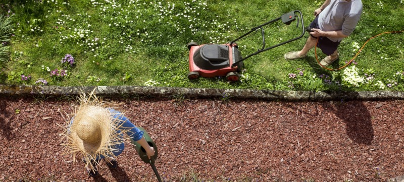 Couple gardening in spring