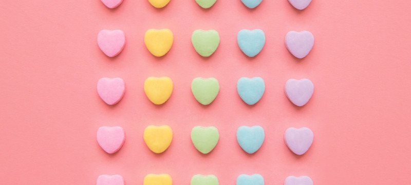 Love Hearts Background Valentine’s Day Background With Rainbow Candy Hearts