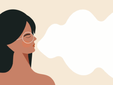 illustratie van iemand die ademt om haar zenuwstelsel te kalmeren