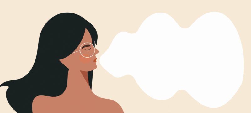 illustratie van iemand die ademt om haar zenuwstelsel te kalmeren