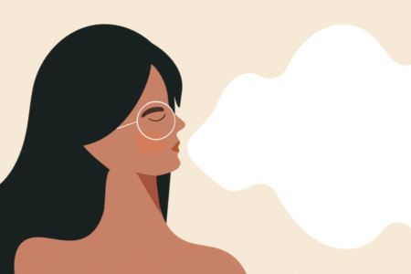 illustratie van iemand die ademt om haar zenuwstelsel te kalmeren