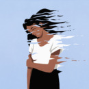 illustratie van een vrouw die wegkijkt