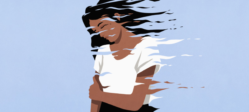 illustratie van een vrouw die wegkijkt