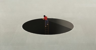 man klimt uit een ongezond patroon