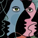 illustratie van verschillende hoofden die praten en elkaar beïnvloeden