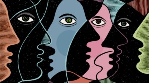 illustratie van verschillende hoofden die praten en elkaar beïnvloeden