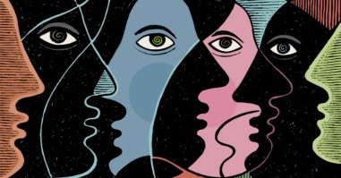 illustratie van verschillende hoofden die praten en elkaar beïnvloeden