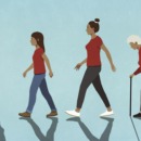 illustratie van verschillende generaties vrouwen in een familie