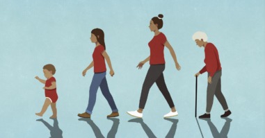 illustratie van verschillende generaties vrouwen in een familie