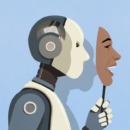 een robot doet zijn mensenmasker af