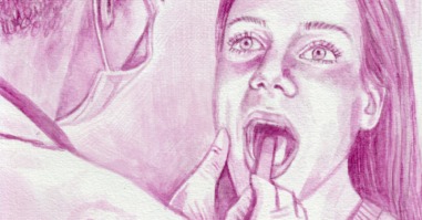 illustratie van een meisje die bij de dokter is om te controleren op ziektes