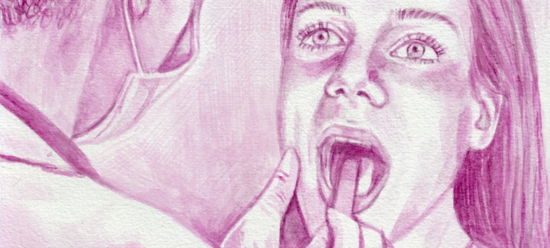 illustratie van een meisje die bij de dokter is om te controleren op ziektes