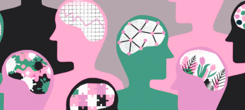 Illustratie van mensen met verschillende breinen