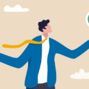 Illustratie van een man met een bordje waar en een met niet waar