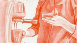 illustratie van iemand met versnipperde aandacht die op haar telefoon zit