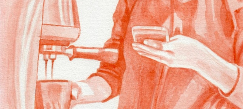 illustratie van iemand met versnipperde aandacht die op haar telefoon zit