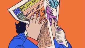 illustratie van een vrouw die aan het piekeren is