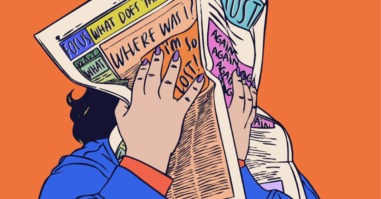 illustratie van een vrouw die aan het piekeren is