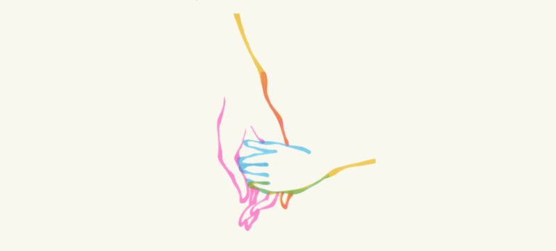 illustratie van een hand van een ouder die een kinderhand vasthoudt