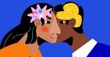 illustratie van twee mensen met een neurodivers brein