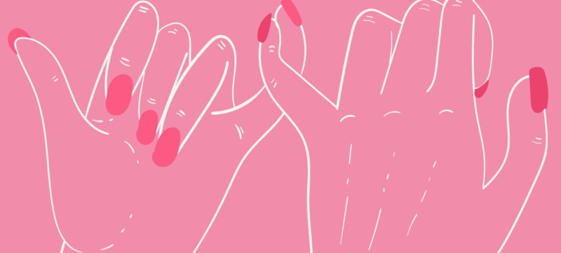 illustratie van twee handen die elkaar vasthouden, neurodiversiteit in relaties