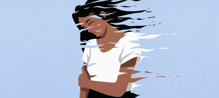 illustratie van een vrouw die wegkijkt